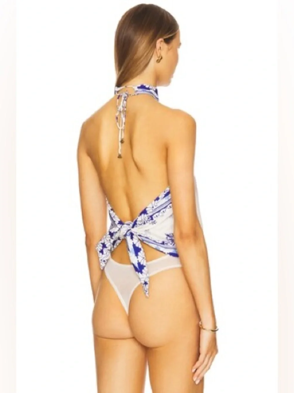 Free people intimately Halter Floral scarf Top wrap tie bodysuit sexy night out